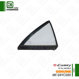 شیشه لچکی درب عقب تویوتا کمری 2005 سمت راننده جنیون 68124YC020