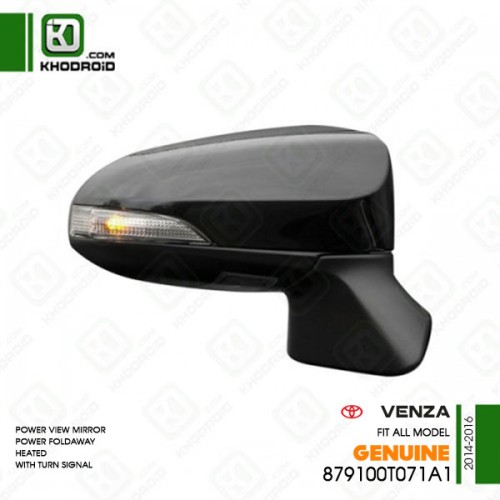 آینه بغل تویوتا  ونزا سمت شاگرد 2014 تا 2016جنیون 879100t071a1 (برقی-تاشو برقی-راهنمادار-گرمکن دار )