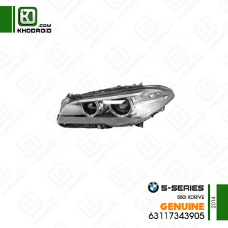 چراغ جلو هالوژن تو کروم سمت راننده بی ام دبلیو 550i xdrive و 2014 جنیون 63117343905